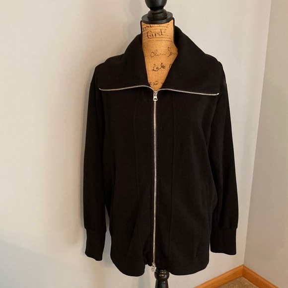 NWOT Varley Black Zip-Thru Sweat Shirt Jacket Women Size Large - Picture 1 of 15